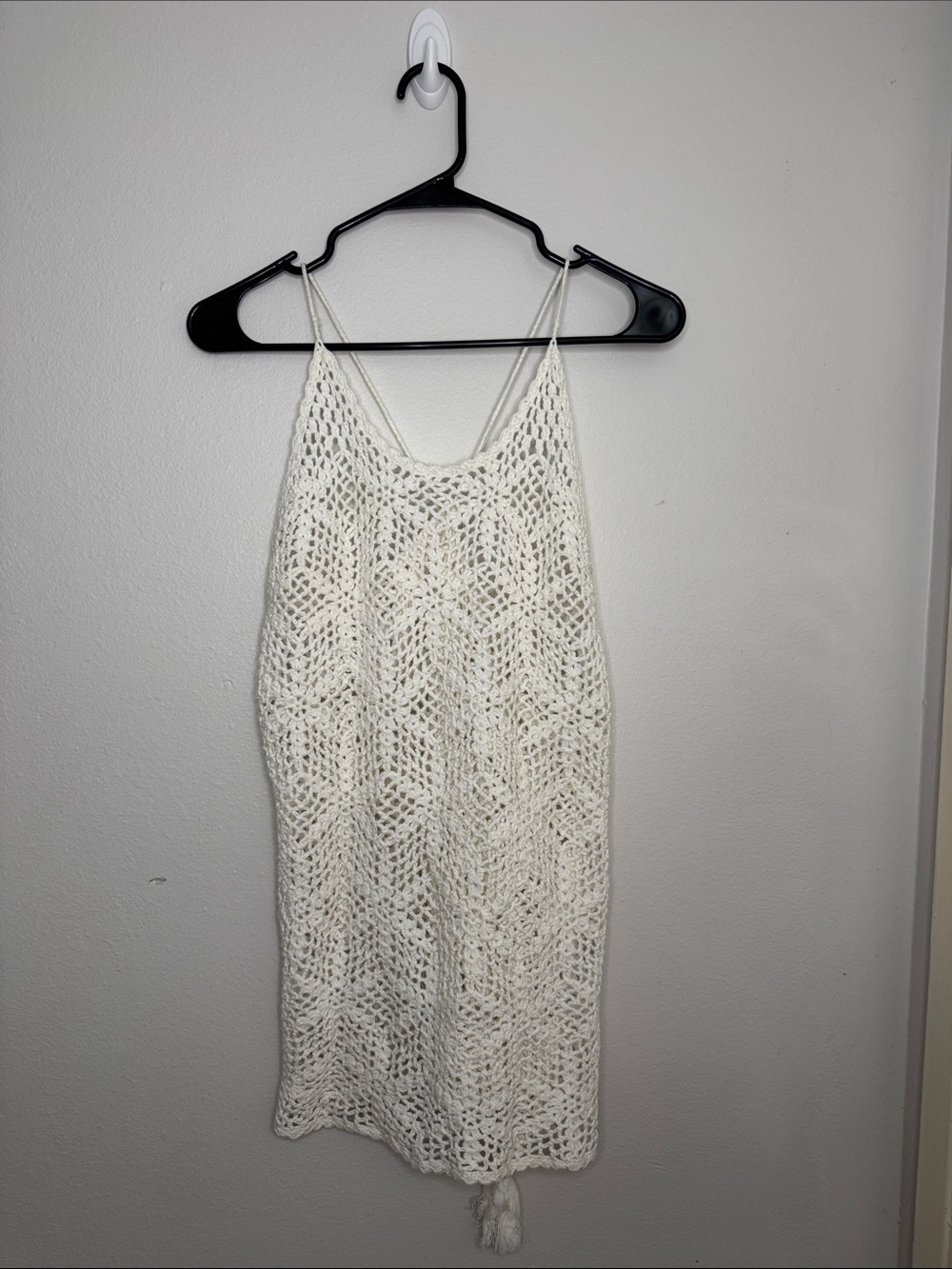 White Crochet Spaghetti Strap Cover Up